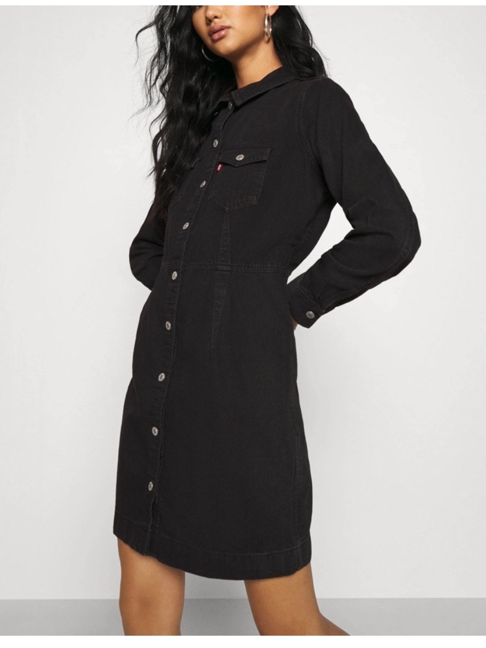 Levi's Black Button-Up Mini Shirt Dress with removable Belt